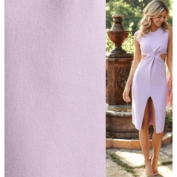 NEW Vici Women Midi Dress XL Lavender Purple Cutout Twist Open Back Brunch Date - Picture 4 of 12